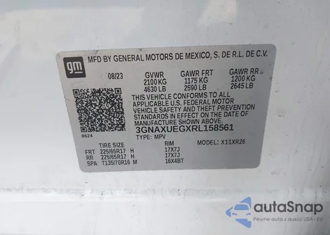 2024 Chevrolet Equinox Awd Lt из США, поврежденный, VIN 3GNAXUEGXRL158561